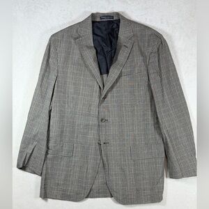 Polo Ralph Lauren 44R Made in Italy 100% Cotton Men's Gray Plaid Blazer